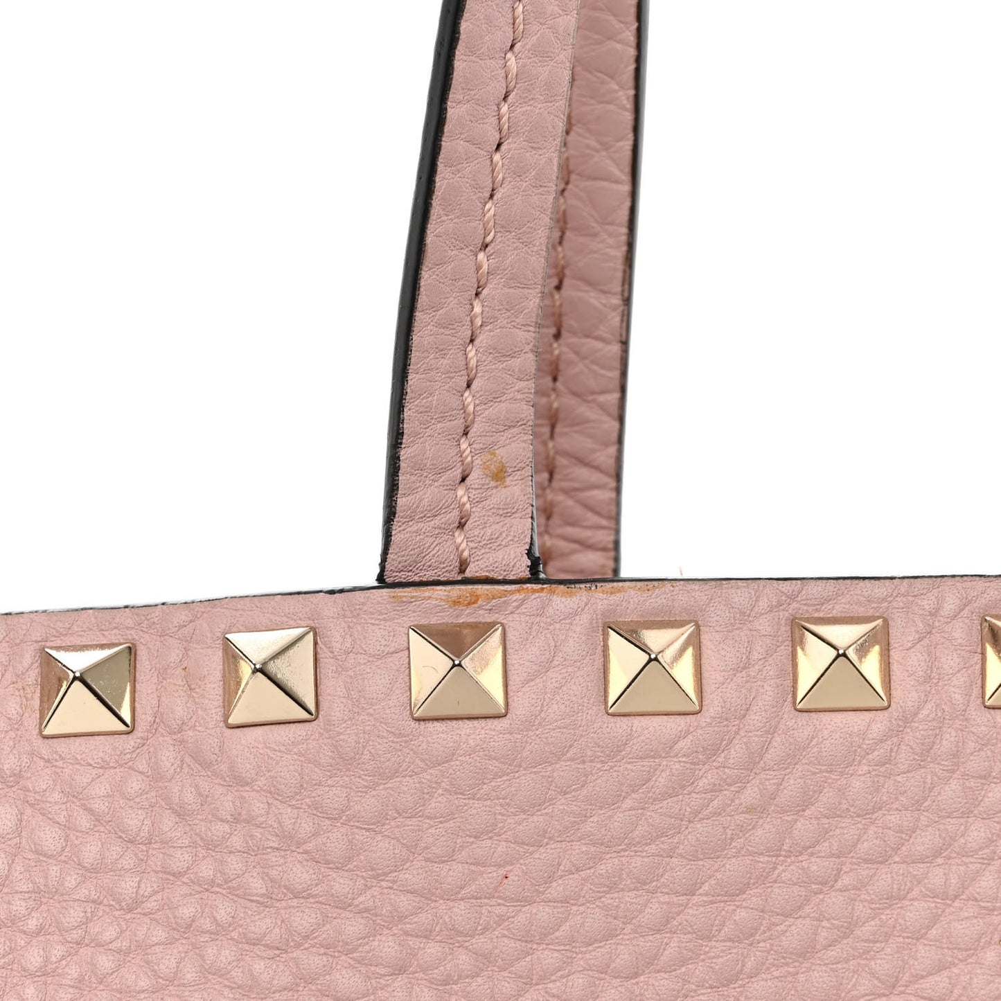 Grained Calfskin Rockstud Shoulder Tote Water Rose