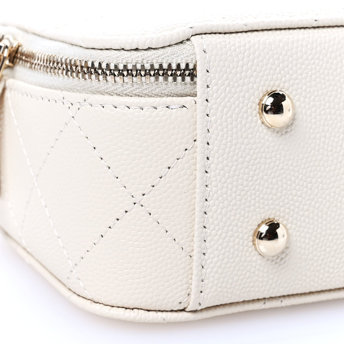 Caviar Quilted Top Handle Vanity Case White