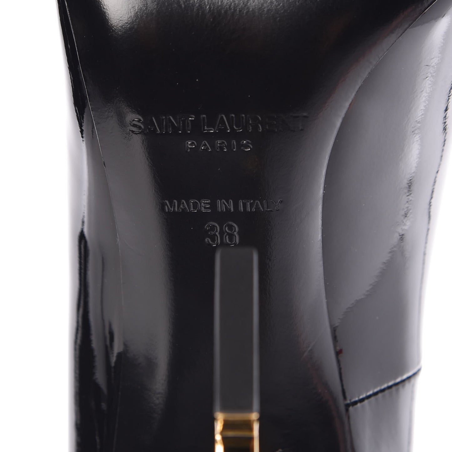 Patent Calfskin Opyum 110 Pumps 38 Black Gold
