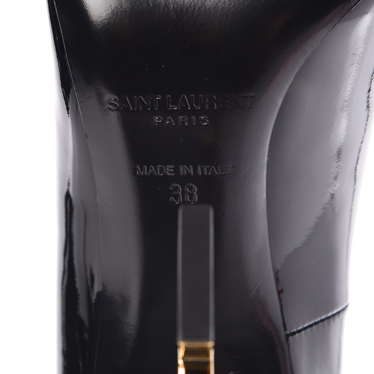 Saint Laurent Patent Calfskin Opyum 110 Pumps 38 Black Gold 6 of 10