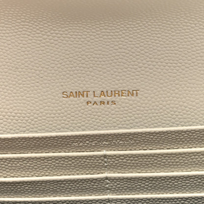 Saint Laurent Grain De Poudre Matelasse Chevron Monogram Flap Wallet Crema Soft 6 of 6