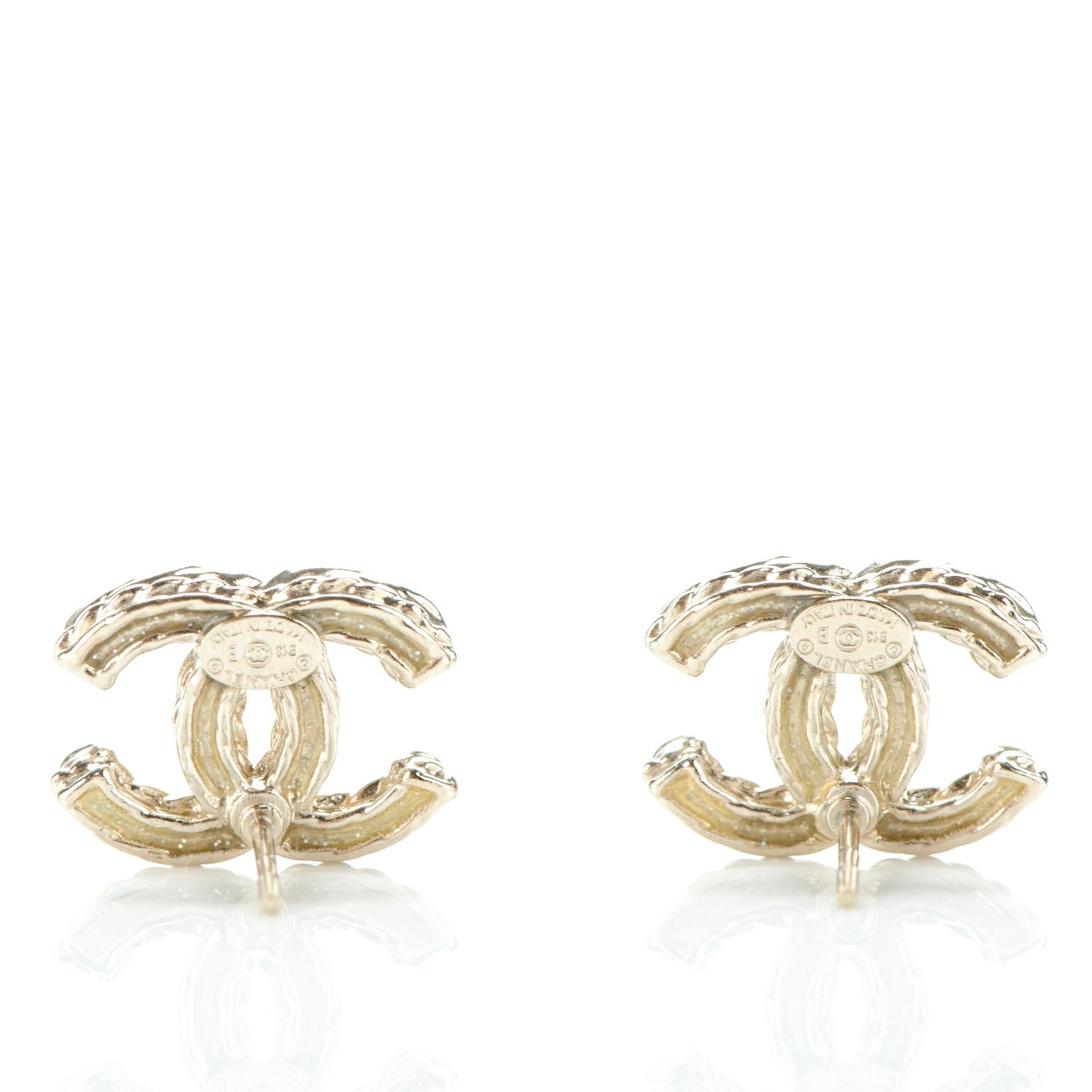 Crystal CC Earrings Light Gold
