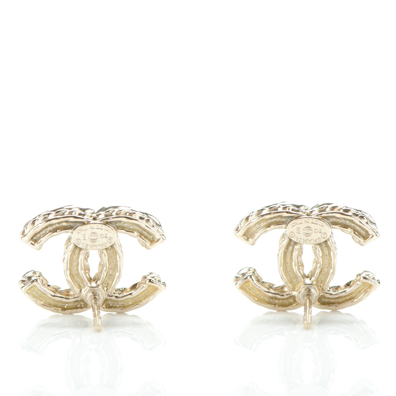 Chanel Crystal CC Earrings Light Gold 3 of 4