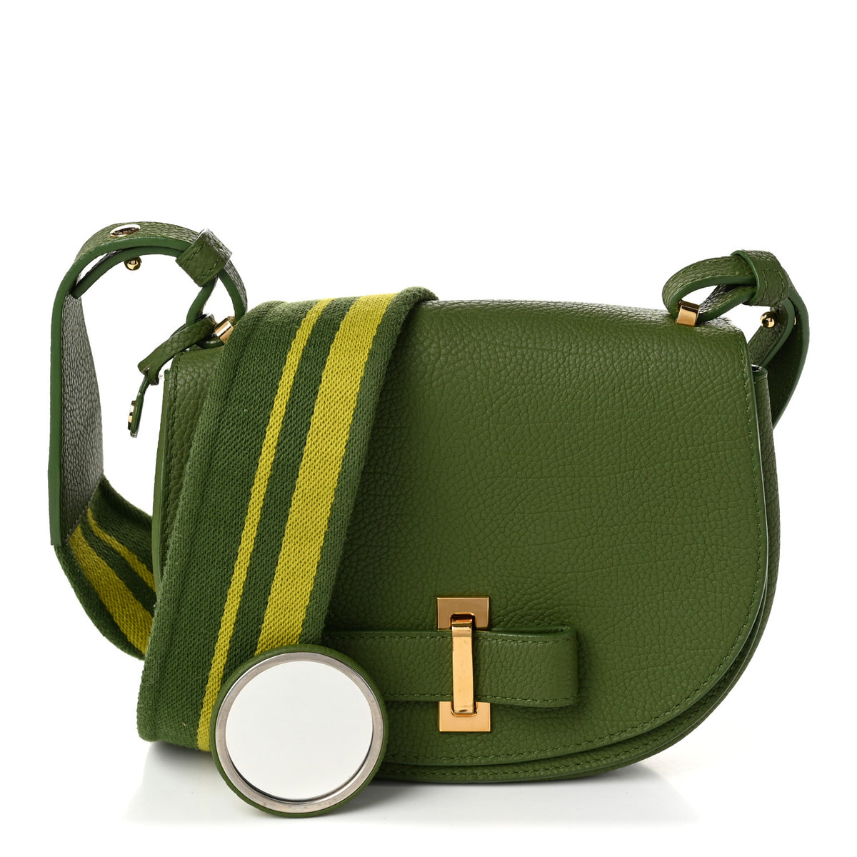 Crispy Calfskin Mini Le Mutin Saddle Bag Green