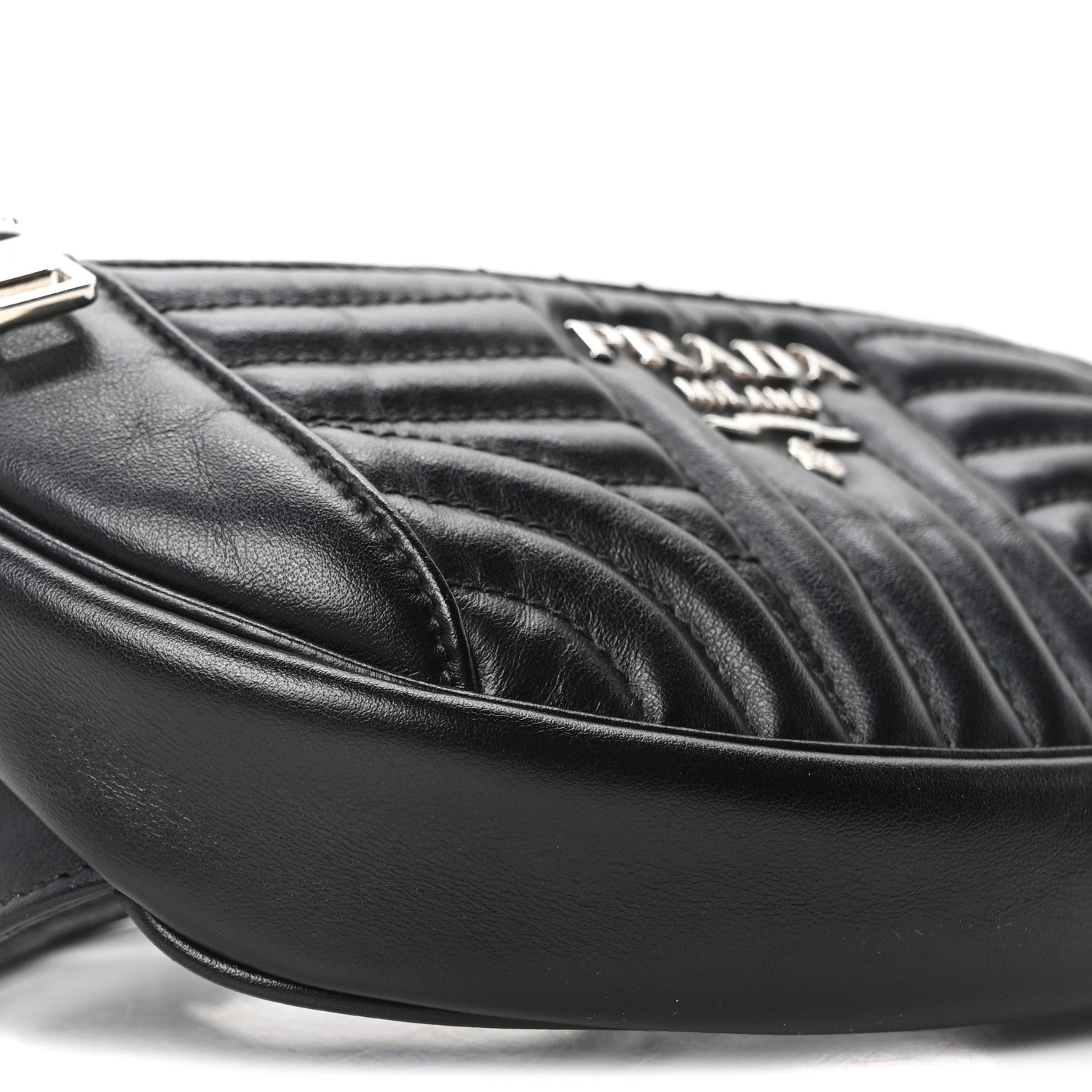 Prada Soft Calfskin Impunture Diagramme Belt Bag Black 8 of 9