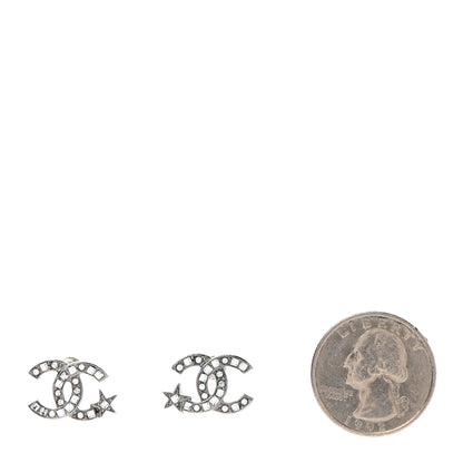 Chanel Crystal CC Starfall Earrings Silver 2 of 5