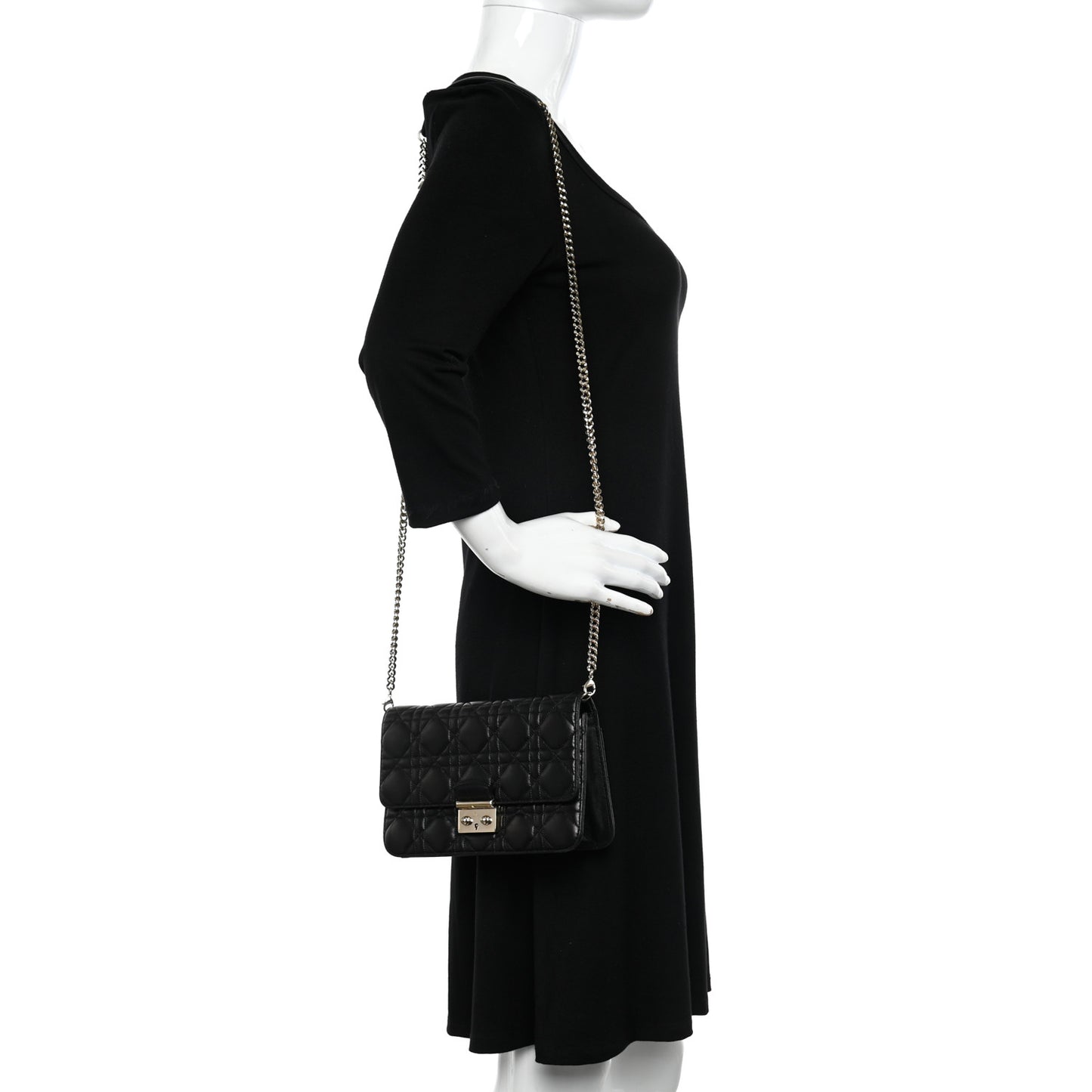 Lambskin Cannage Miss Dior Promenade Pouch Black