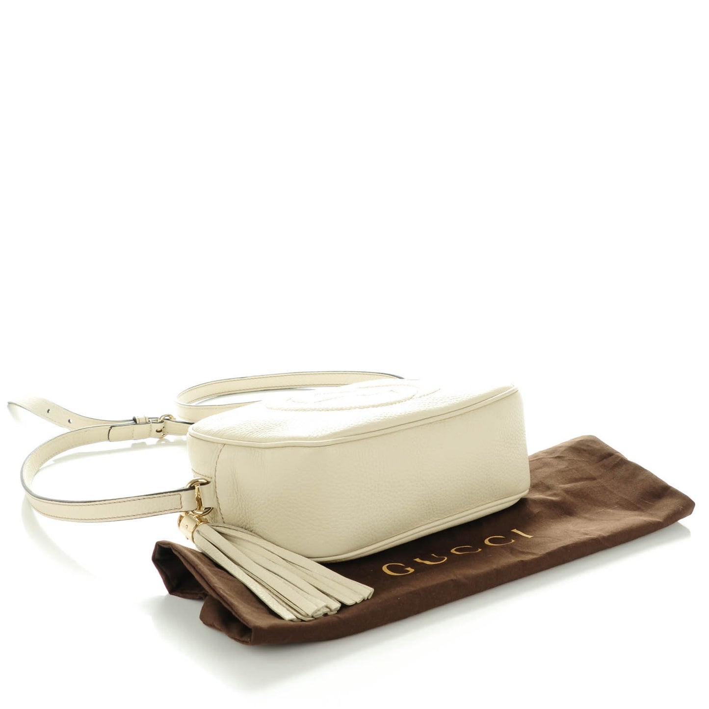 Pebbled Calfskin Small Soho Disco Bag Off White