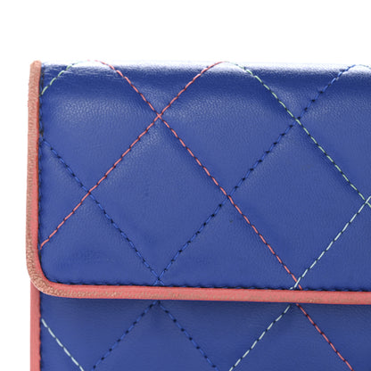 Chanel Lambskin Quilted Cuba Long Flap Wallet Blue Multicolor 12 of 12