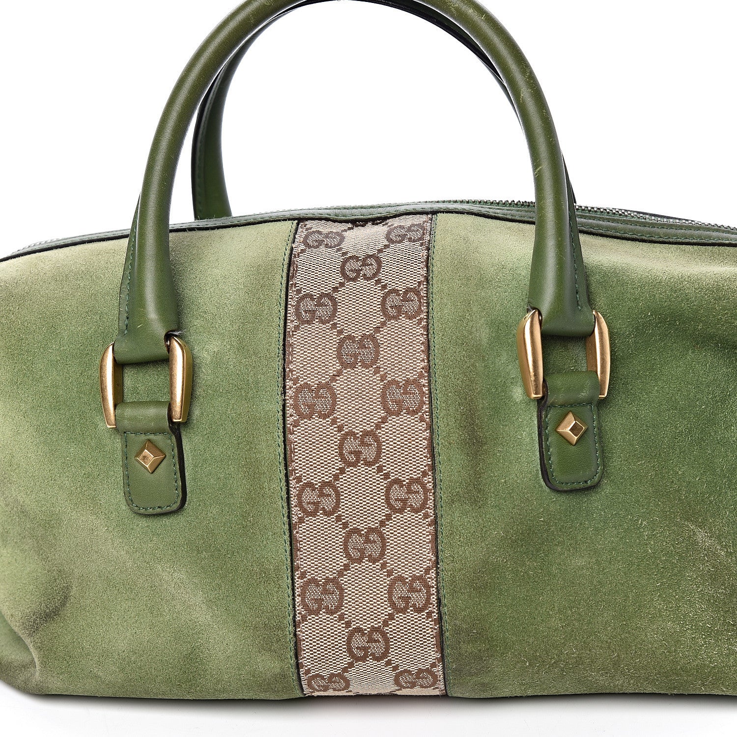 Gucci Suede Monogram Small Boston Green 19 of 19