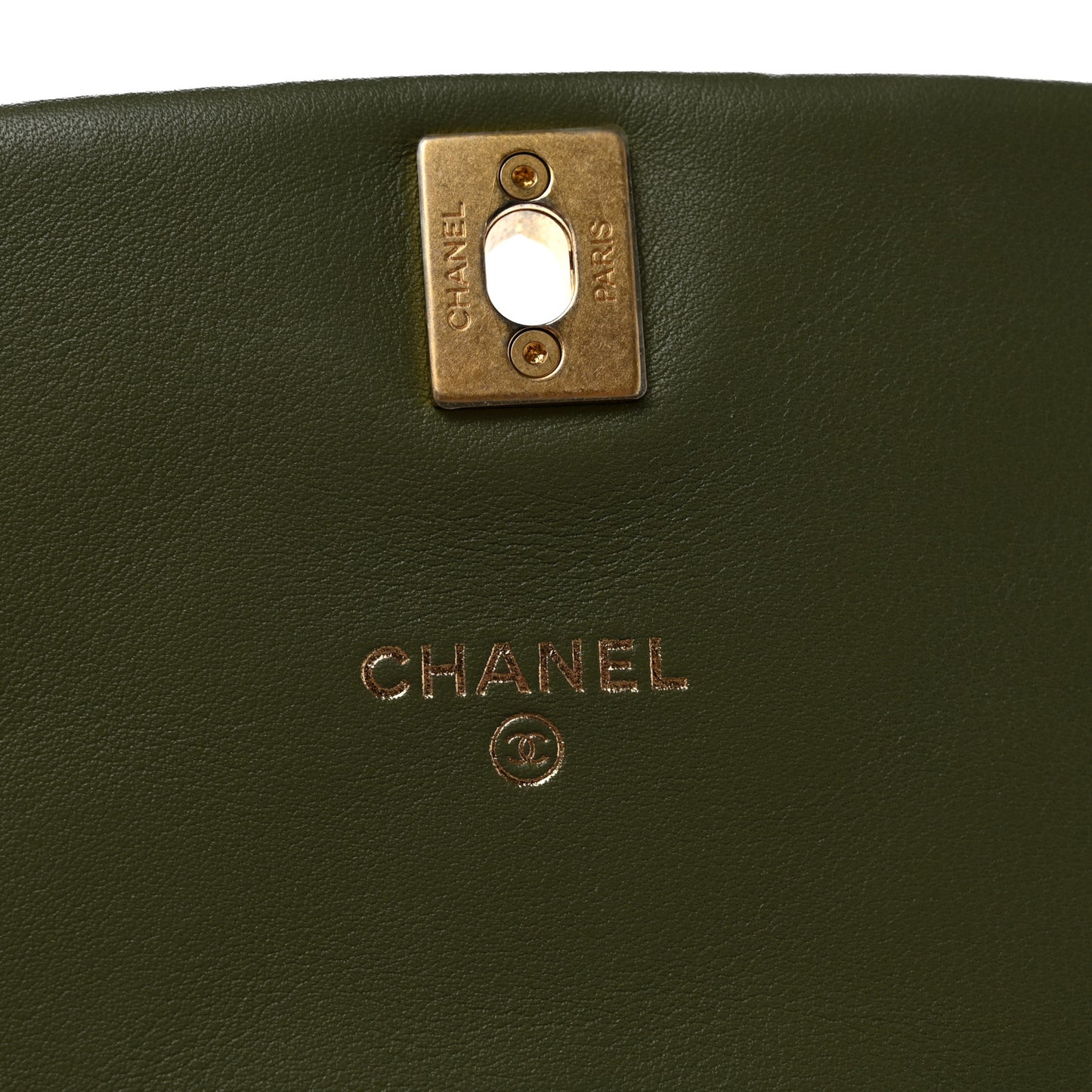 Calfskin Quilted Coco Mail Clutch With Chain Green