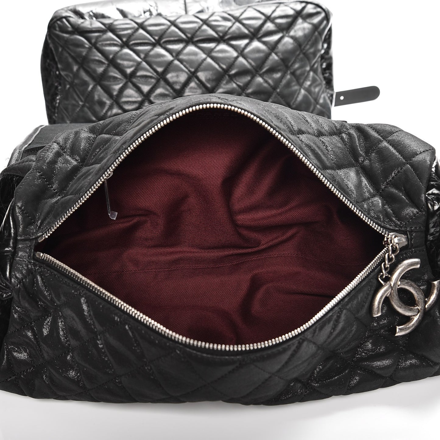 Iridescent Calfskin Fantasy Fur Backpack Grey