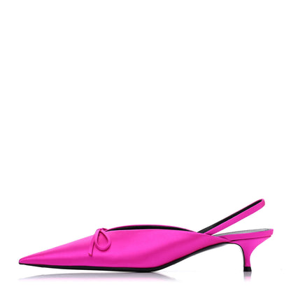 Balenciaga Satin Pointed Toe Knife Slingback 40mm Mules 41 Rose Fuchsia 1 of 4