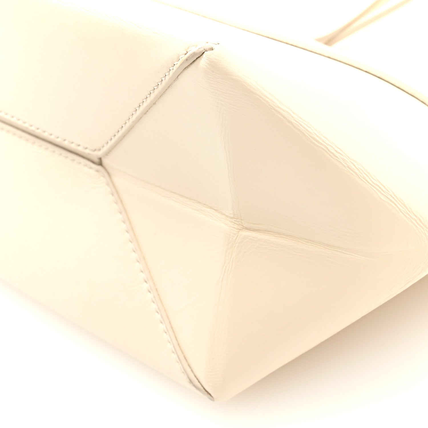 Loewe Shiny Calfskin Mini Cropped Puzzle Fold Tote White 10 of 10
