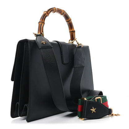Gucci Calfskin Bamboo Web Large Dionysus Top Handle Bag Black Bright Evergreen Hibiscus Red 3 of 10