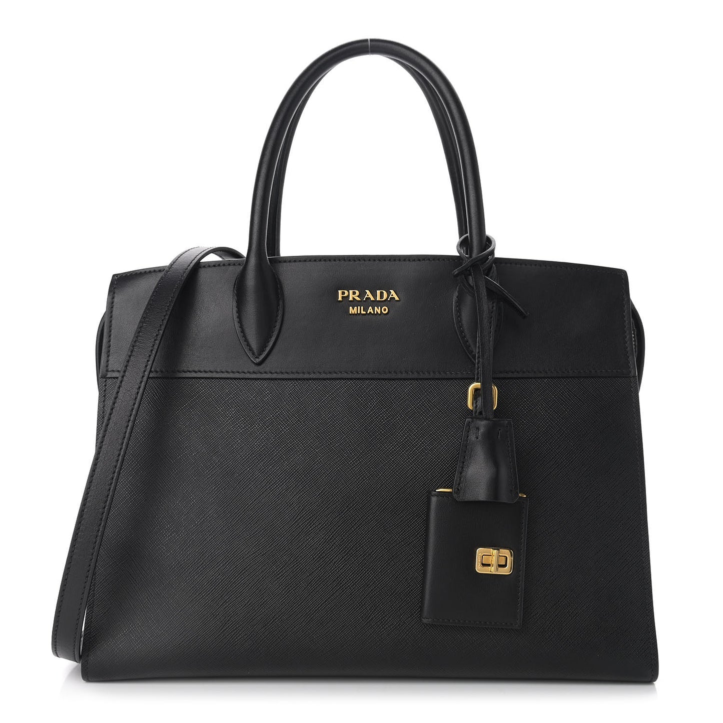Saffiano City Calfskin Medium Esplanade Tote Black