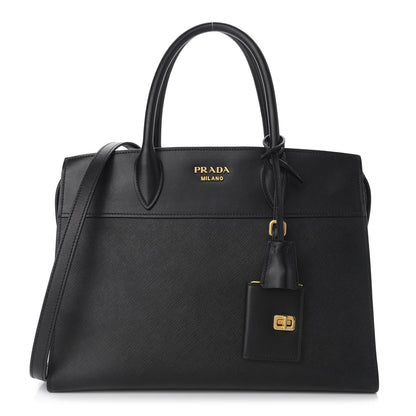 Prada Saffiano City Calfskin Medium Esplanade Tote Black 1 of 10