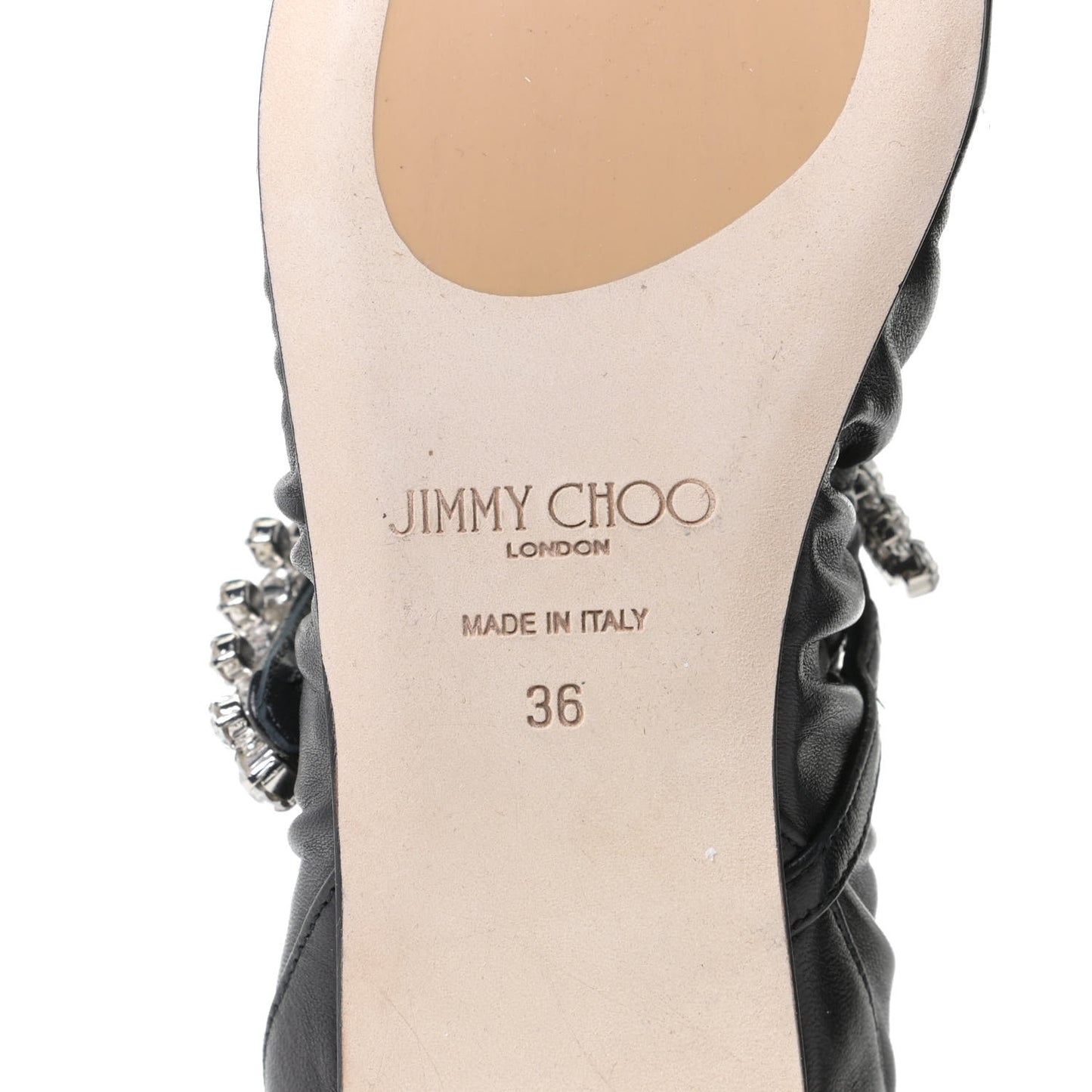 Calfskin Crystal Gai Ballerina Flats 36 Black