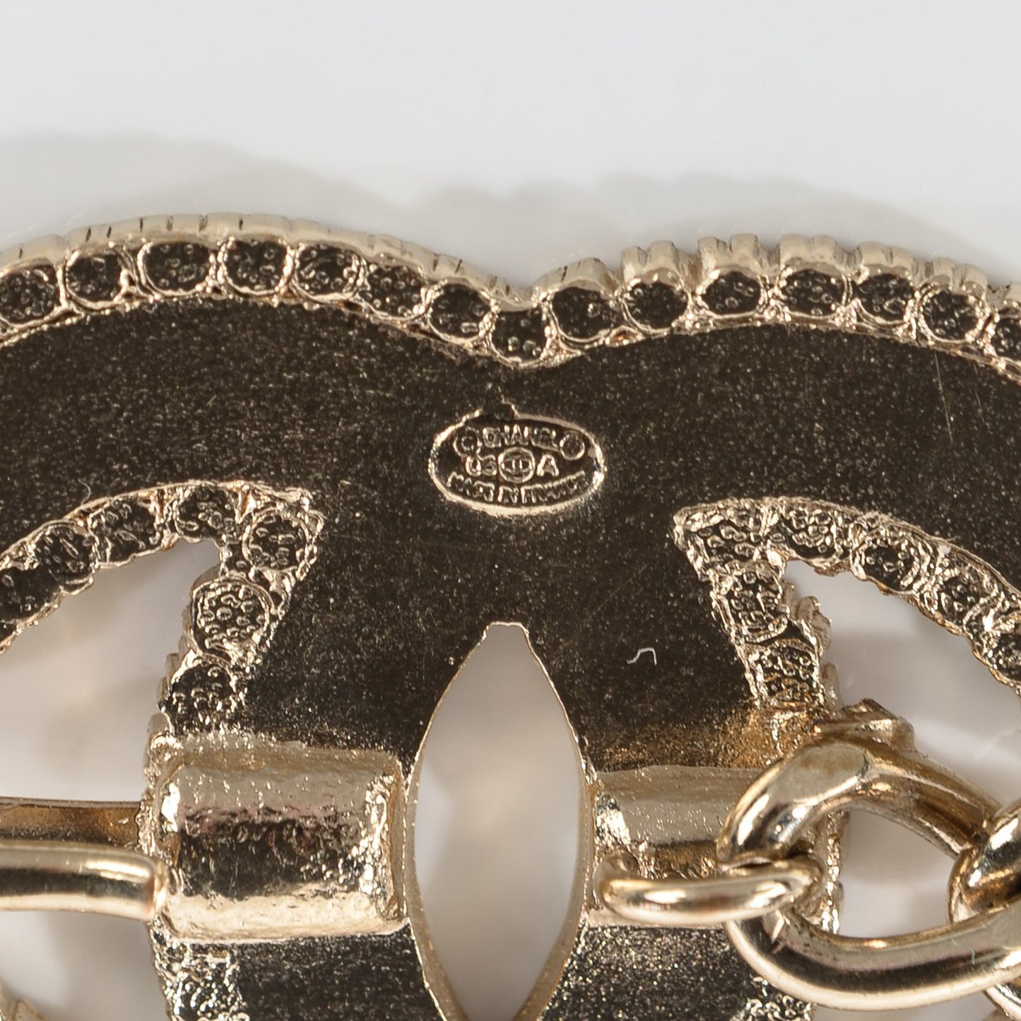 Enamel Striped CC Chain Belt Multicolor Gold