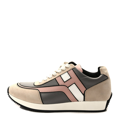 Hermes Calfskin Suede Goatskin Womens Chris Sneakers 38 Gris D'Hiver 1 of 9