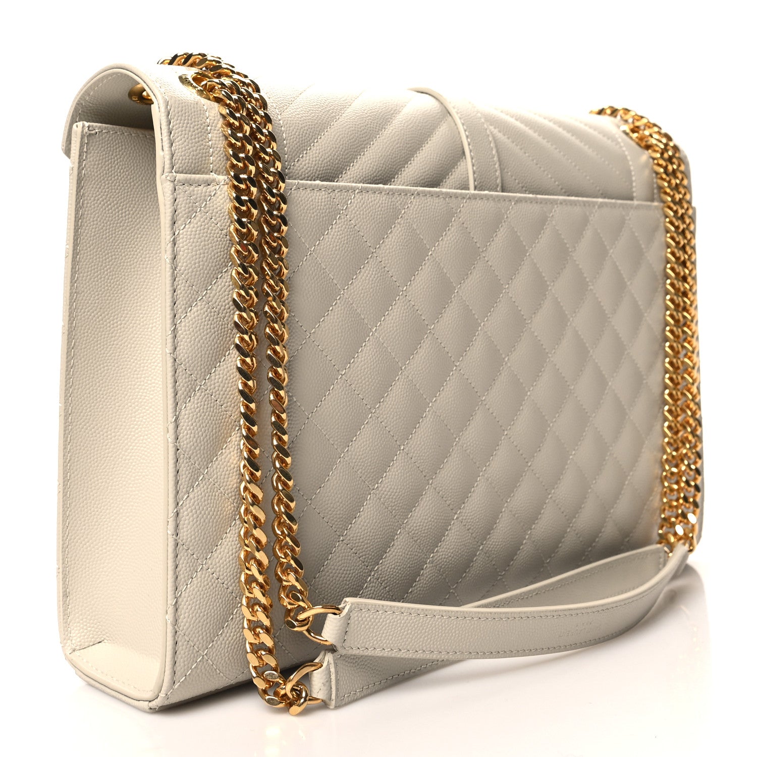 Saint Laurent Grain De Poudre Textured Mixed Matelasse Large Triquilt Monogram Satchel Crema Soft 3 of 11