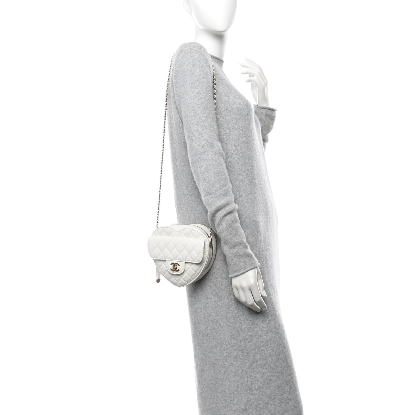Lambskin Quilted CC In Love Heart Bag White