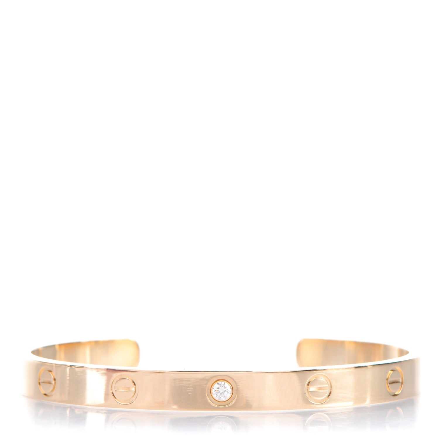 Cartier 18K Yellow Gold 1 Diamond LOVE Cuff Bracelet 18 1 of 4