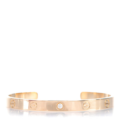 Cartier 18K Yellow Gold 1 Diamond LOVE Cuff Bracelet 18 1 of 4