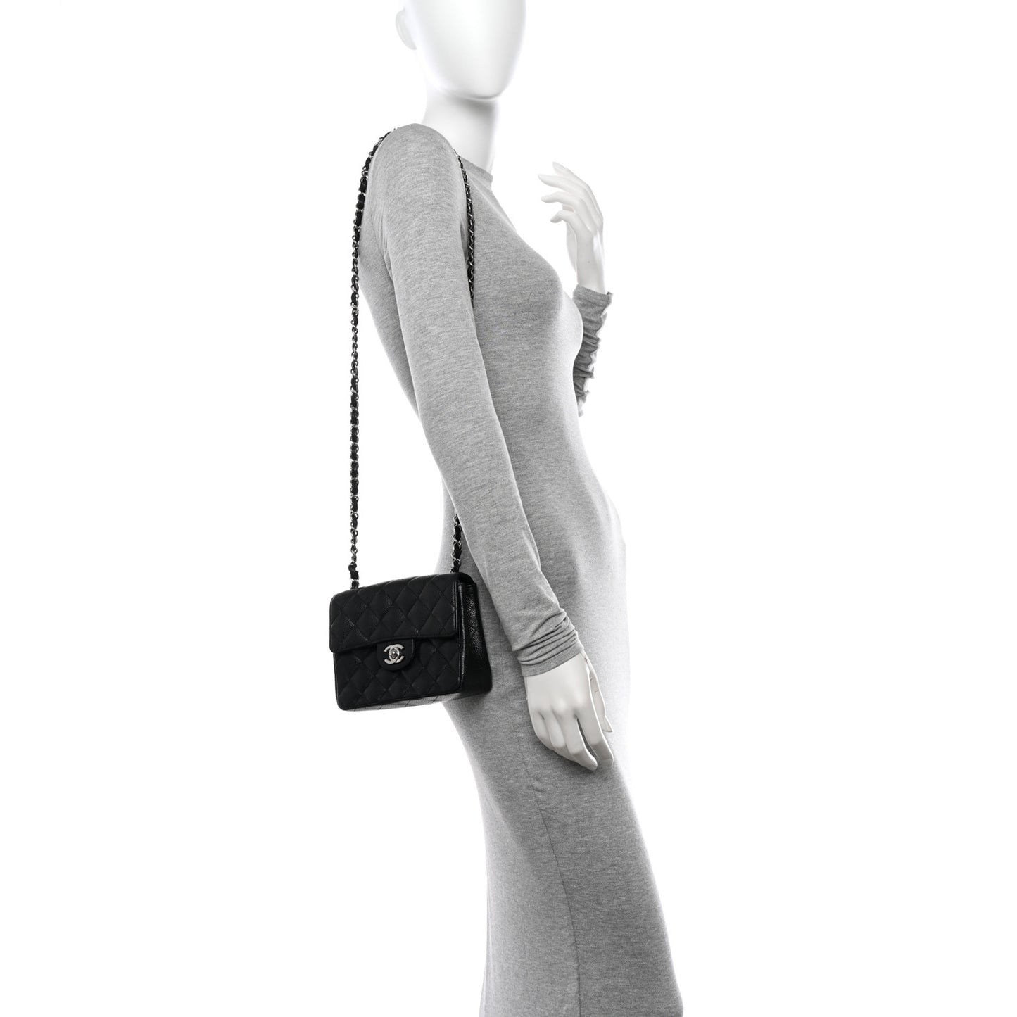 Caviar Quilted Mini Square Flap Black