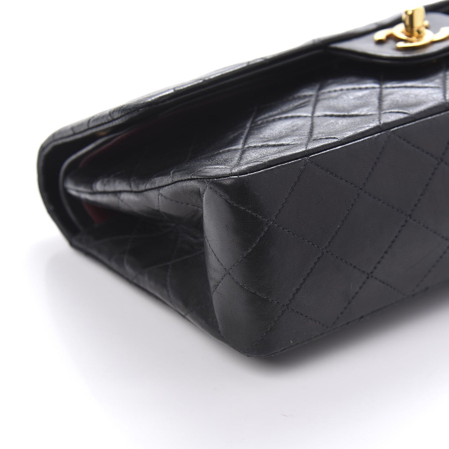 Lambskin Quilted Medium Double Flap Black
