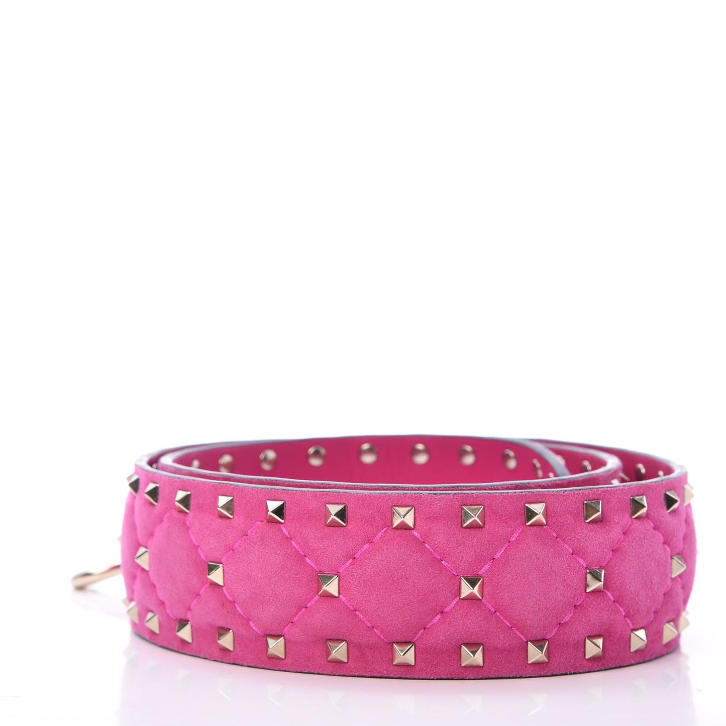 Suede Rockstud Spike Shoulder Strap Bright Fuxia