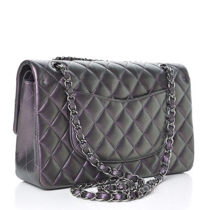 Chanel Iridescent Lambskin Quilted Medium Double Flap Dark Purple 3 of 11