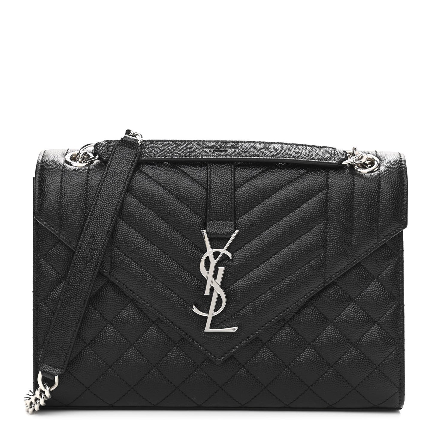 Grain De Poudre Textured Mixed Matelasse Triquilt Medium Monogram Satchel Black