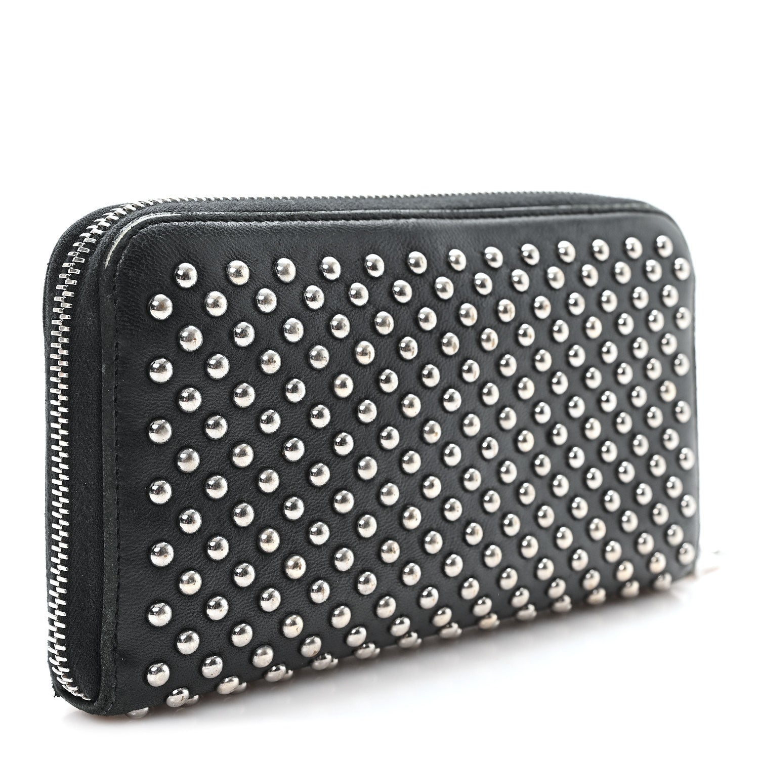 Miu Miu Nappa Metal Studded Zip Around Wallet Black 3 of 7