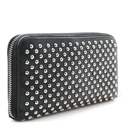 Miu Miu Nappa Metal Studded Zip Around Wallet Black 3 of 7