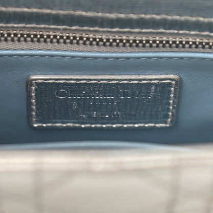 Christian Dior Metallic Grained Calfskin Cannage Small Lucky Badges My Lady Dior Silver 8 of 10