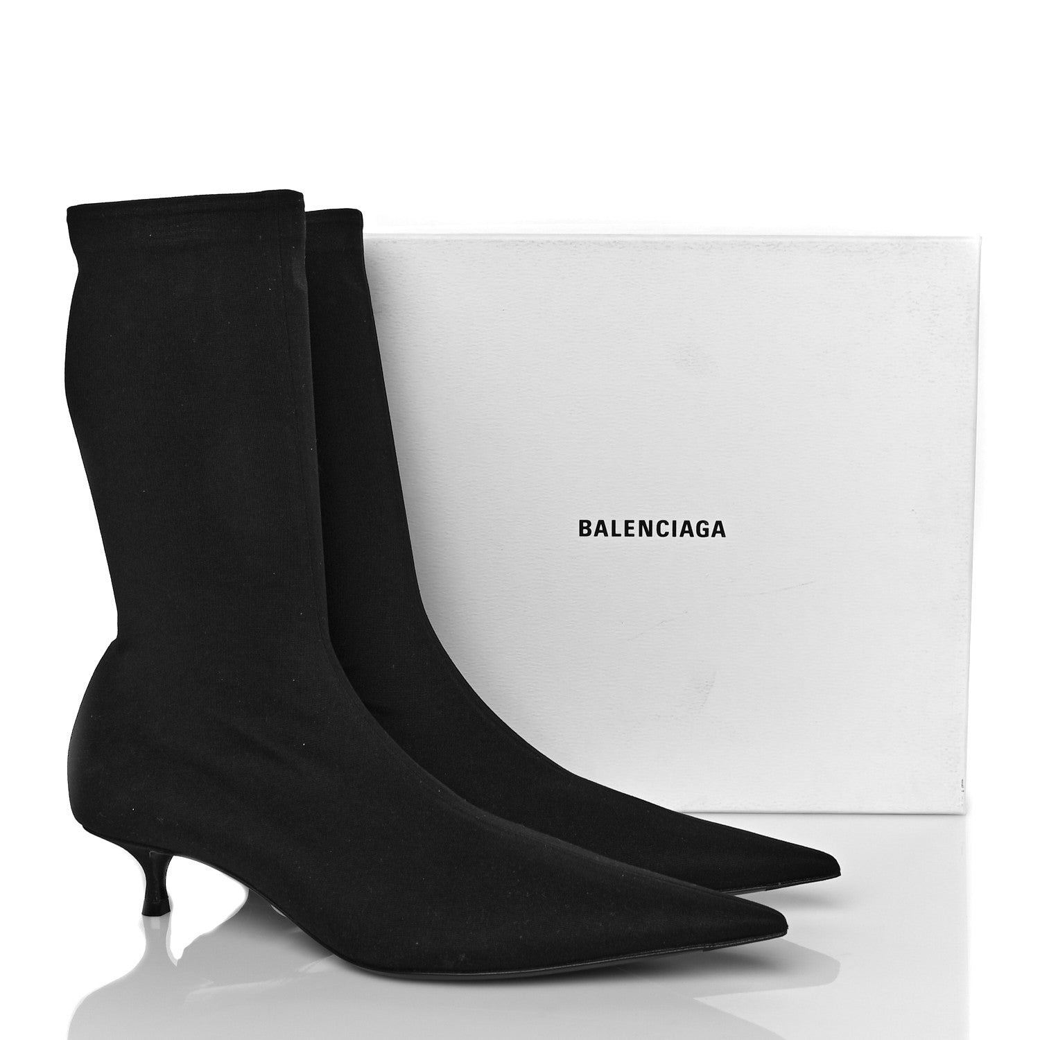 Balenciaga Jersey Crepe Extreme Pointed Toe Knife Booties 37.5 Black 7 of 7