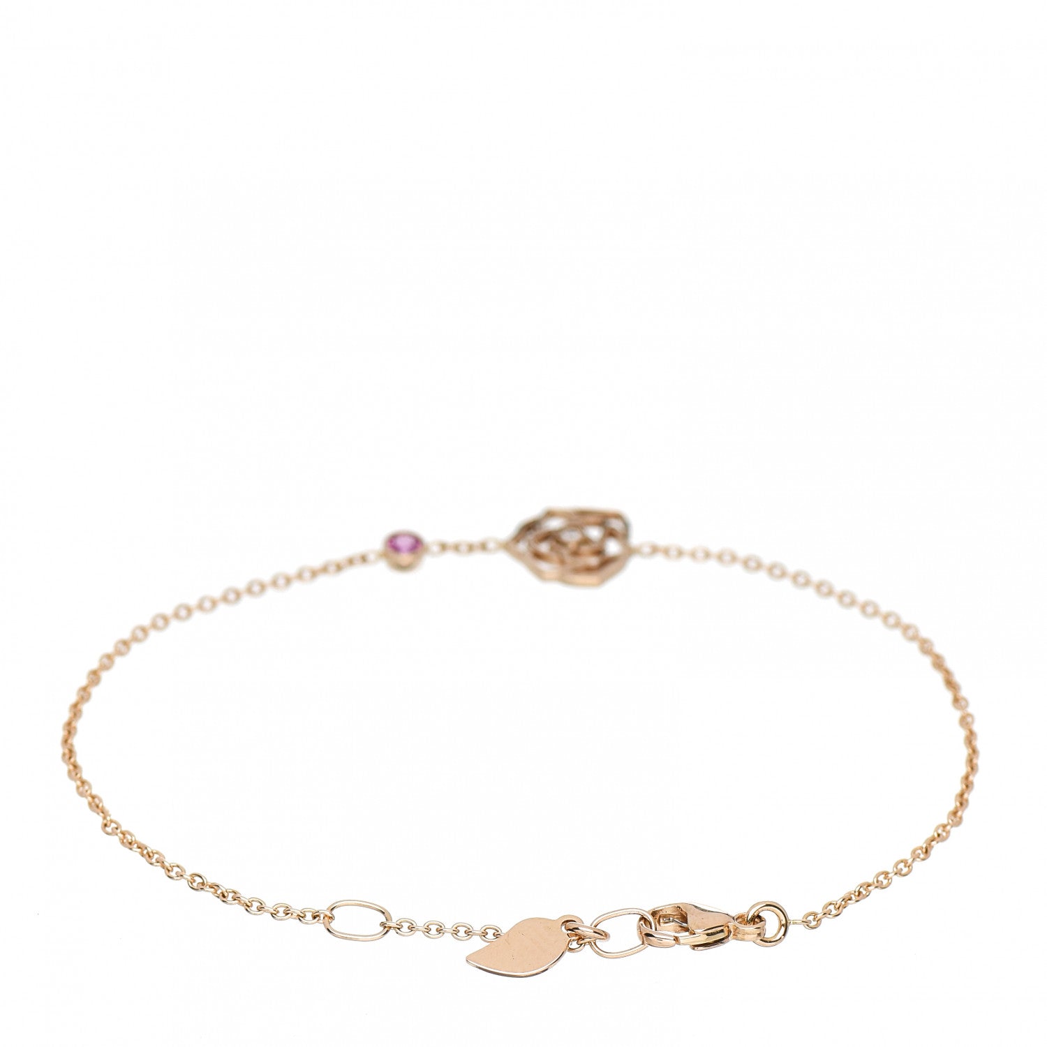Piaget 18K Rose Gold Diamond Pink Sapphire Rose Bracelet 2 of 4