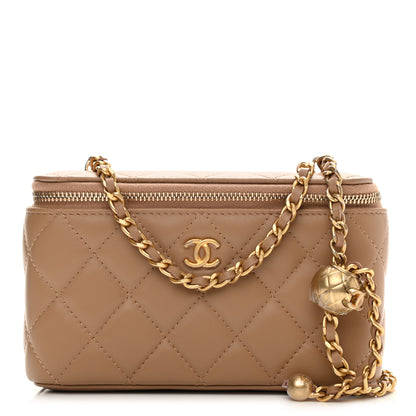 Chanel Lambskin Quilted Pearl Crush Small Vanity Case With Chain Beige 1 of 12