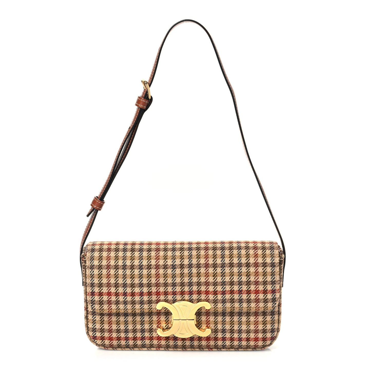Tweed Calfskin Triomphe Shoulder Bag Multicolor
