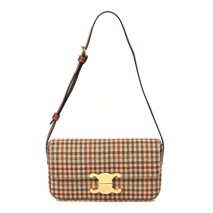 Celine Tweed Calfskin Triomphe Shoulder Bag Multicolor 1 of 8