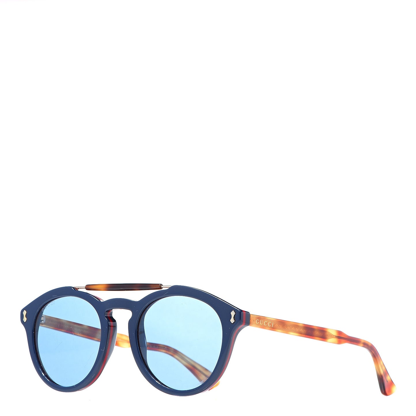 Round Avana Sunglasses GG0124SA Tortoise Blue