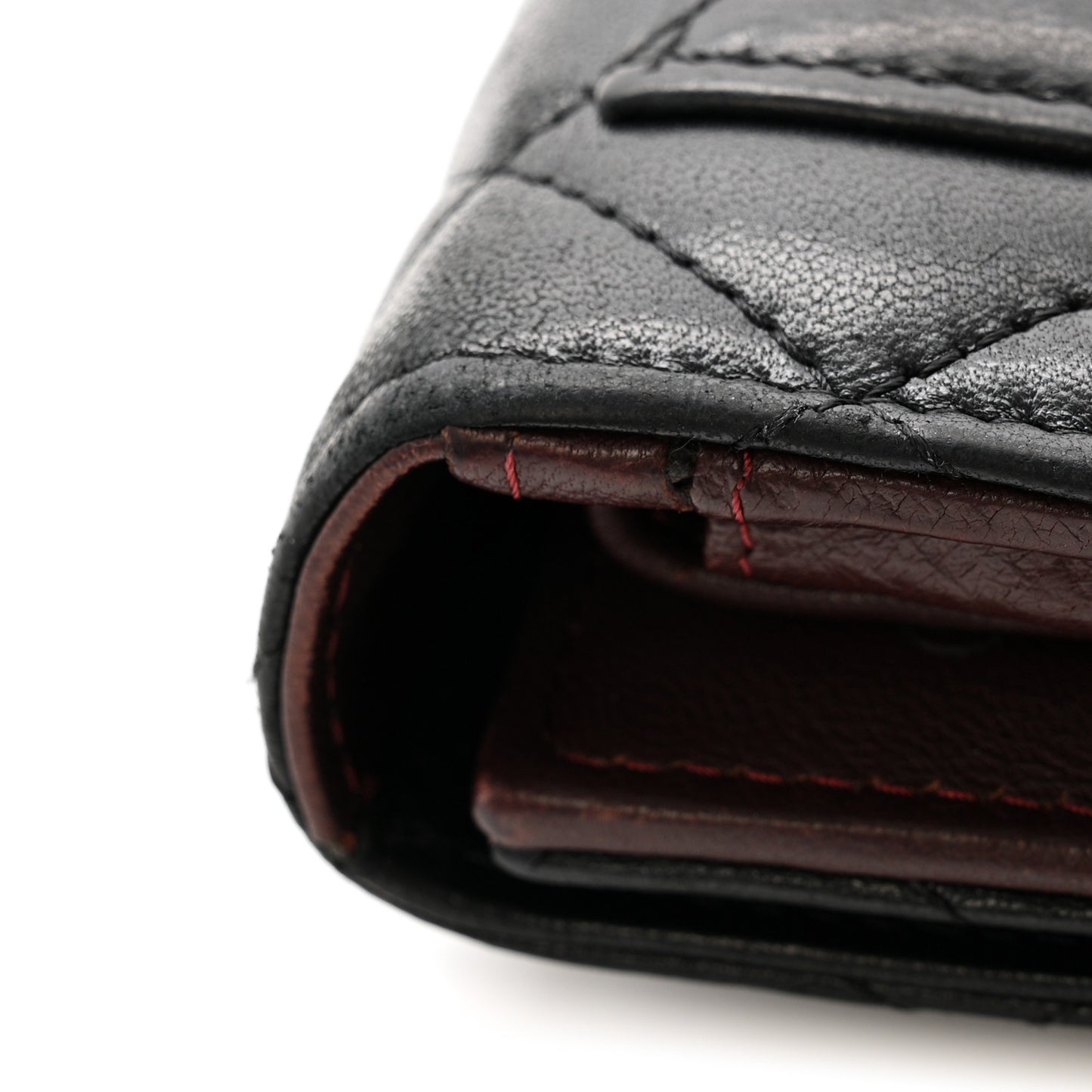 Lambskin Quilted Large Flap Wallet Black