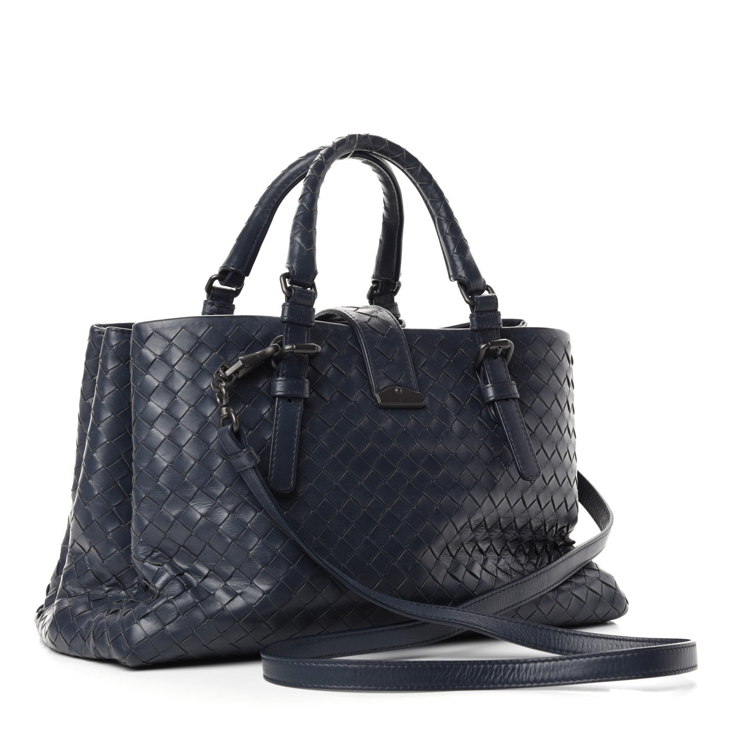 Bottega Veneta Nappa Intrecciato Small Roma Tote Dark Blue 3 of 9