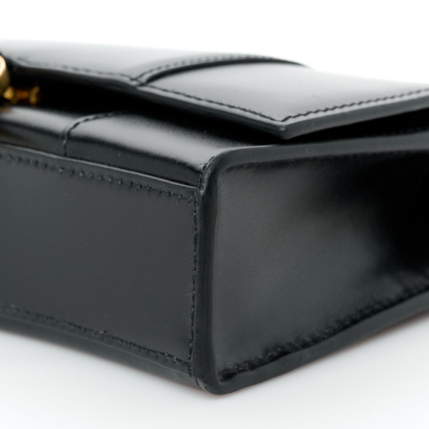 Shiny Box Calfskin Hourglass Chain Bag Black
