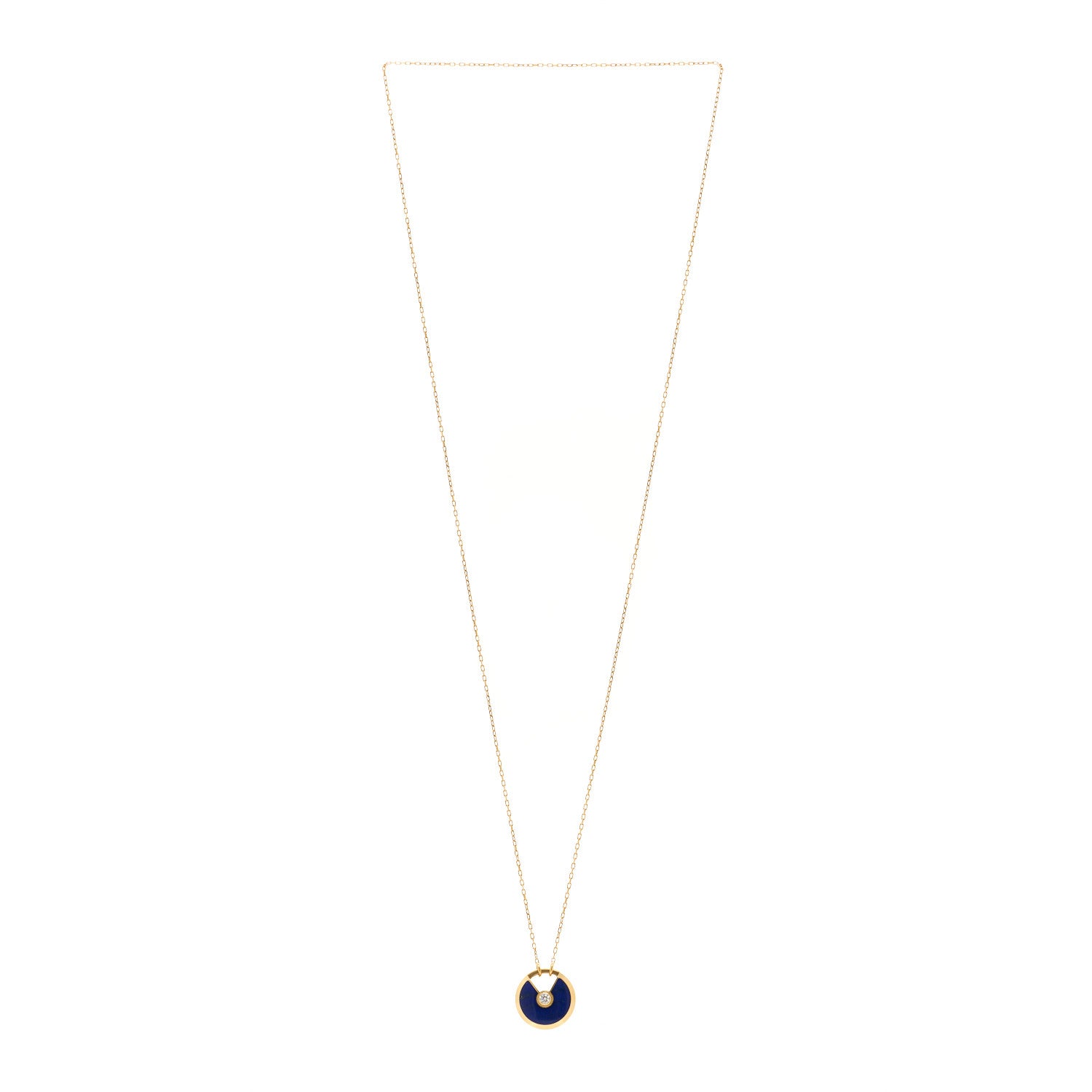 Cartier 18K Yellow Gold Diamond Lapis Lazuli SM Amulette de Cartier Pendant Necklace 3 of 4