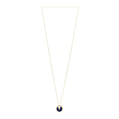 Cartier 18K Yellow Gold Diamond Lapis Lazuli SM Amulette de Cartier Pendant Necklace 3 of 4