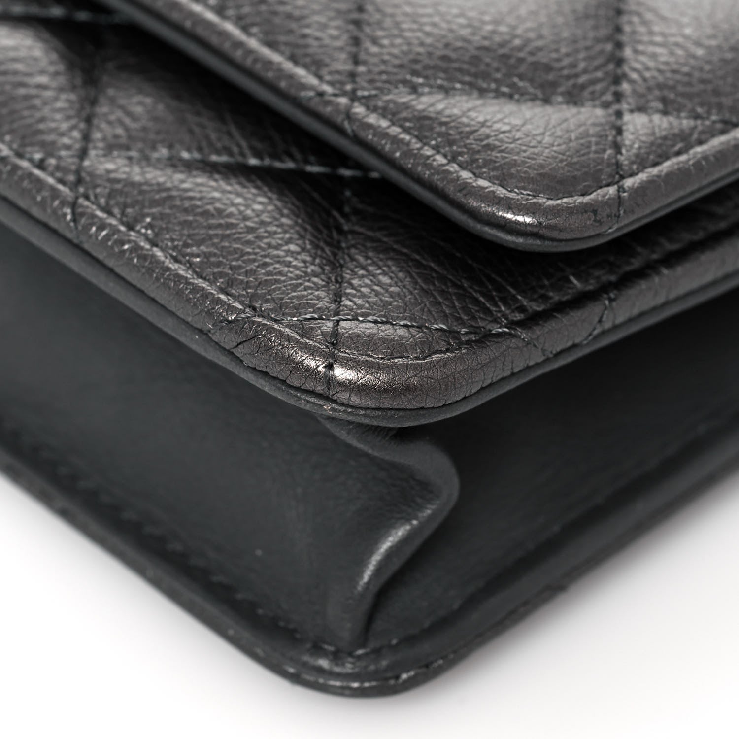 Chanel Metallic Calfskin Quilted Reissue Wallet On Chain WOC Charcoal 10 of 14
