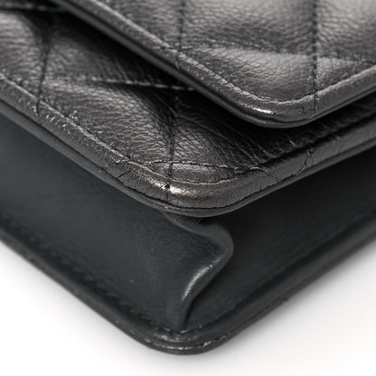 Chanel Metallic Calfskin Quilted Reissue Wallet On Chain WOC Charcoal 10 of 14