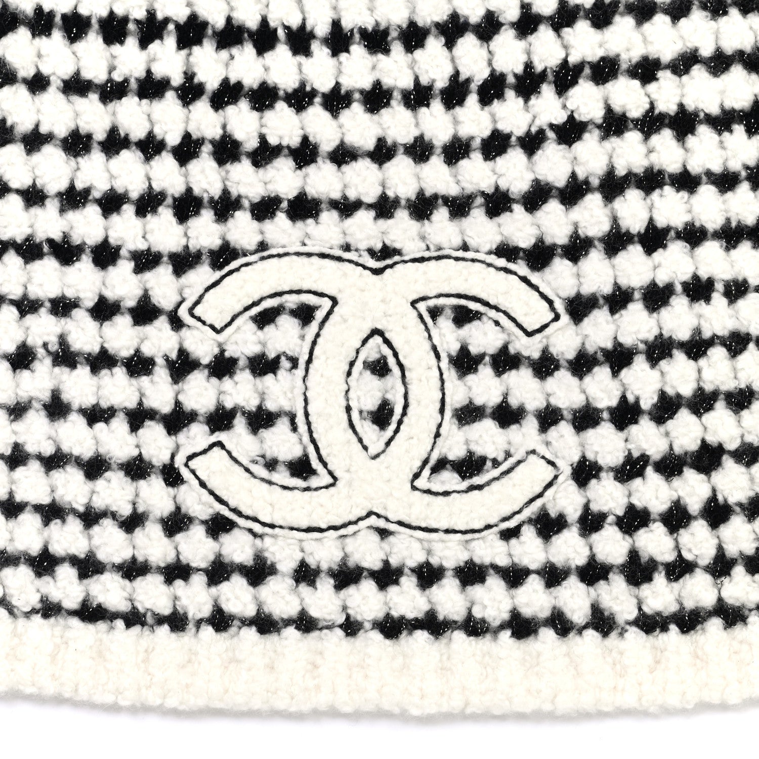 Chanel Cashmere Silk CC Scarf Black White 2 of 5